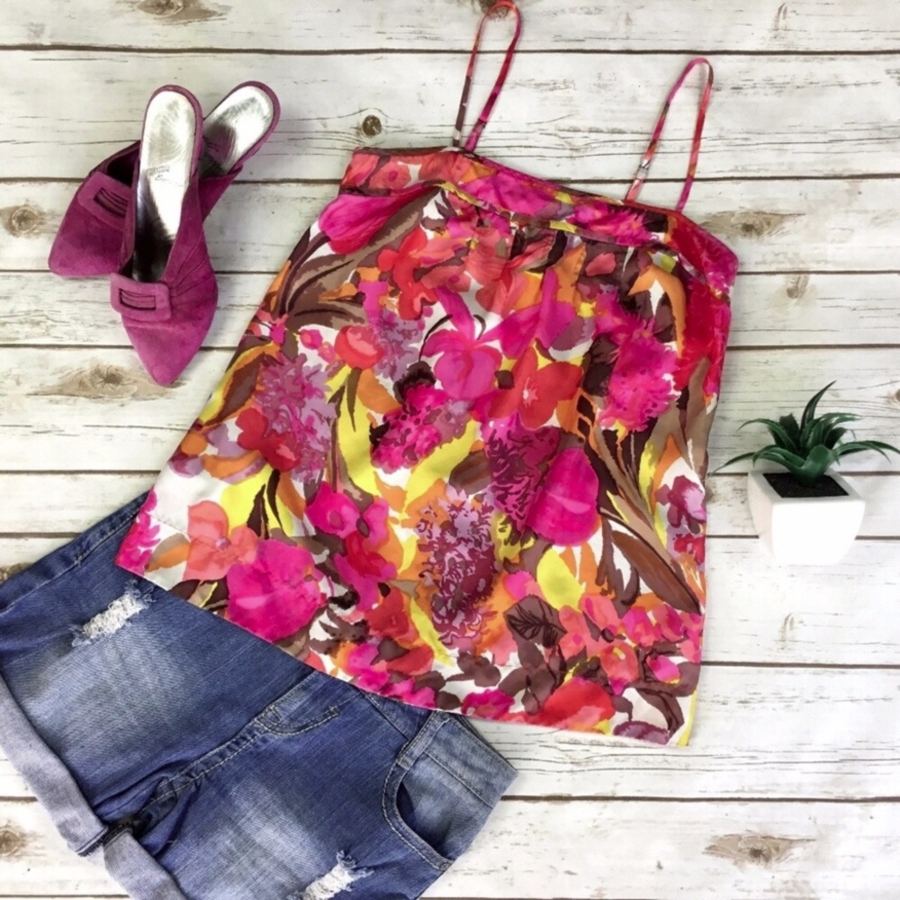Madewell Eliot Floral Print Silk Camisole Cami Top